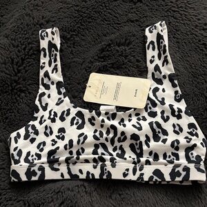Fabletics Black and White Leopard Print Bra